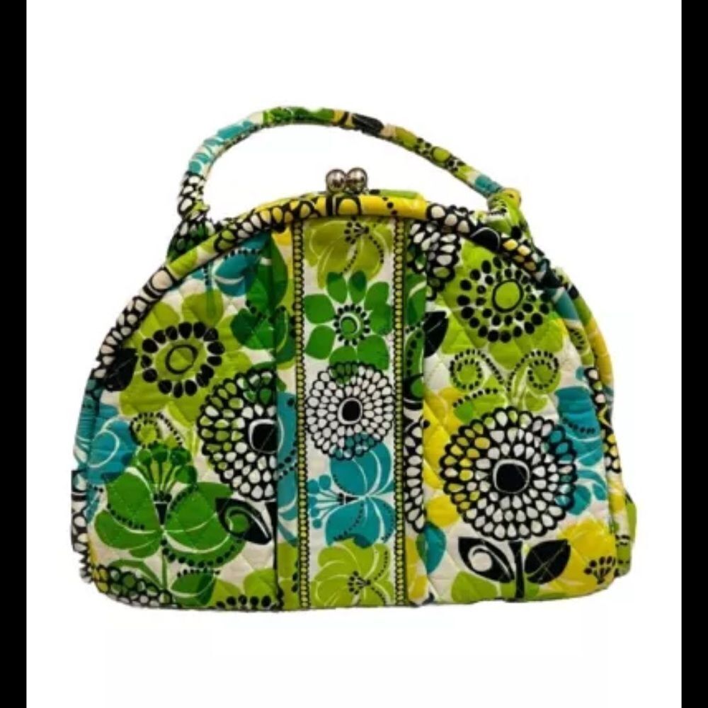 Vera Bradley Bag Vintage Quilted Cloth Floral Green Yellow White EUC